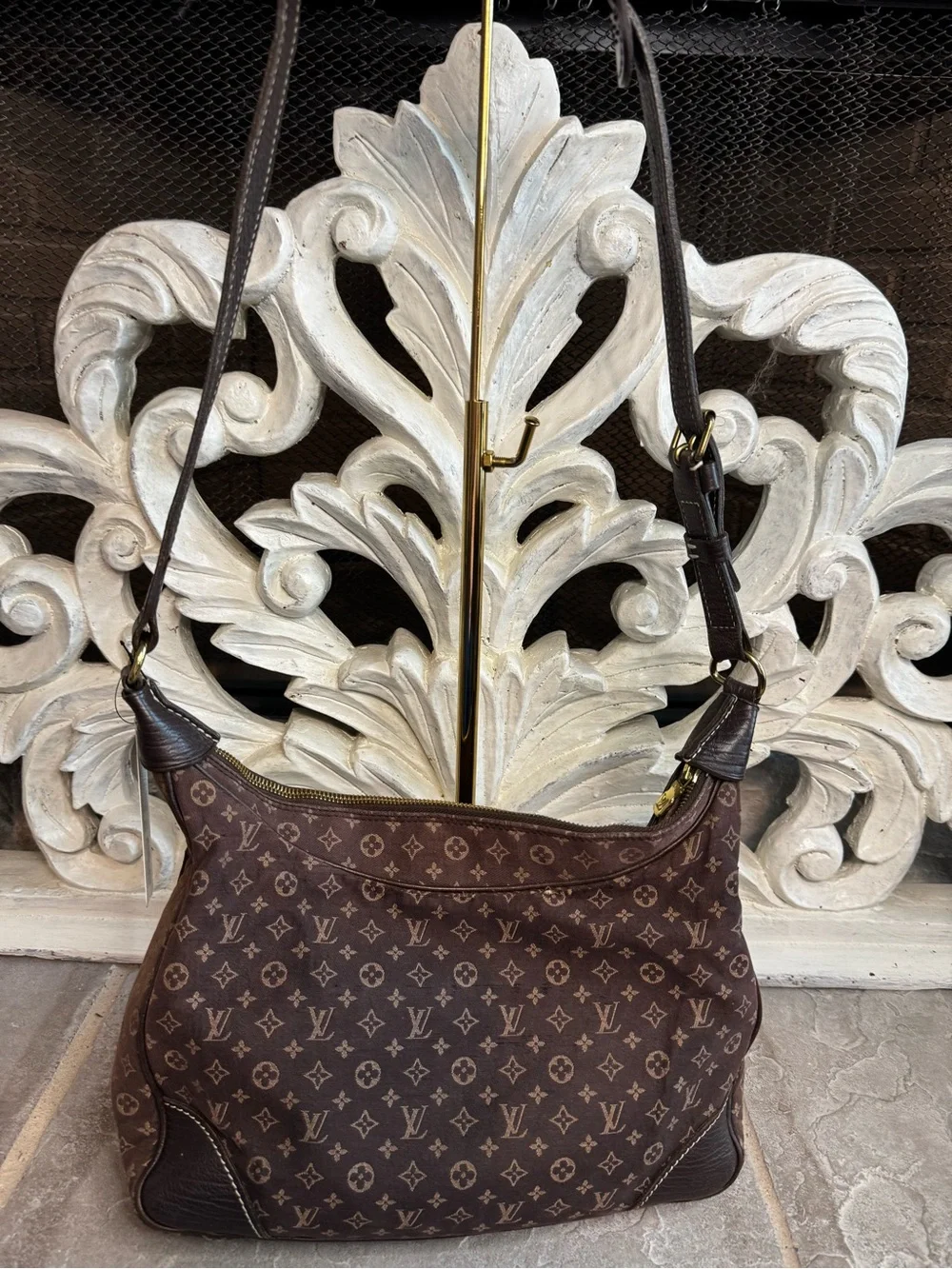 Louis Vuitton Monogram Minilin Shoulder Hobo in Dark Brown with COA
